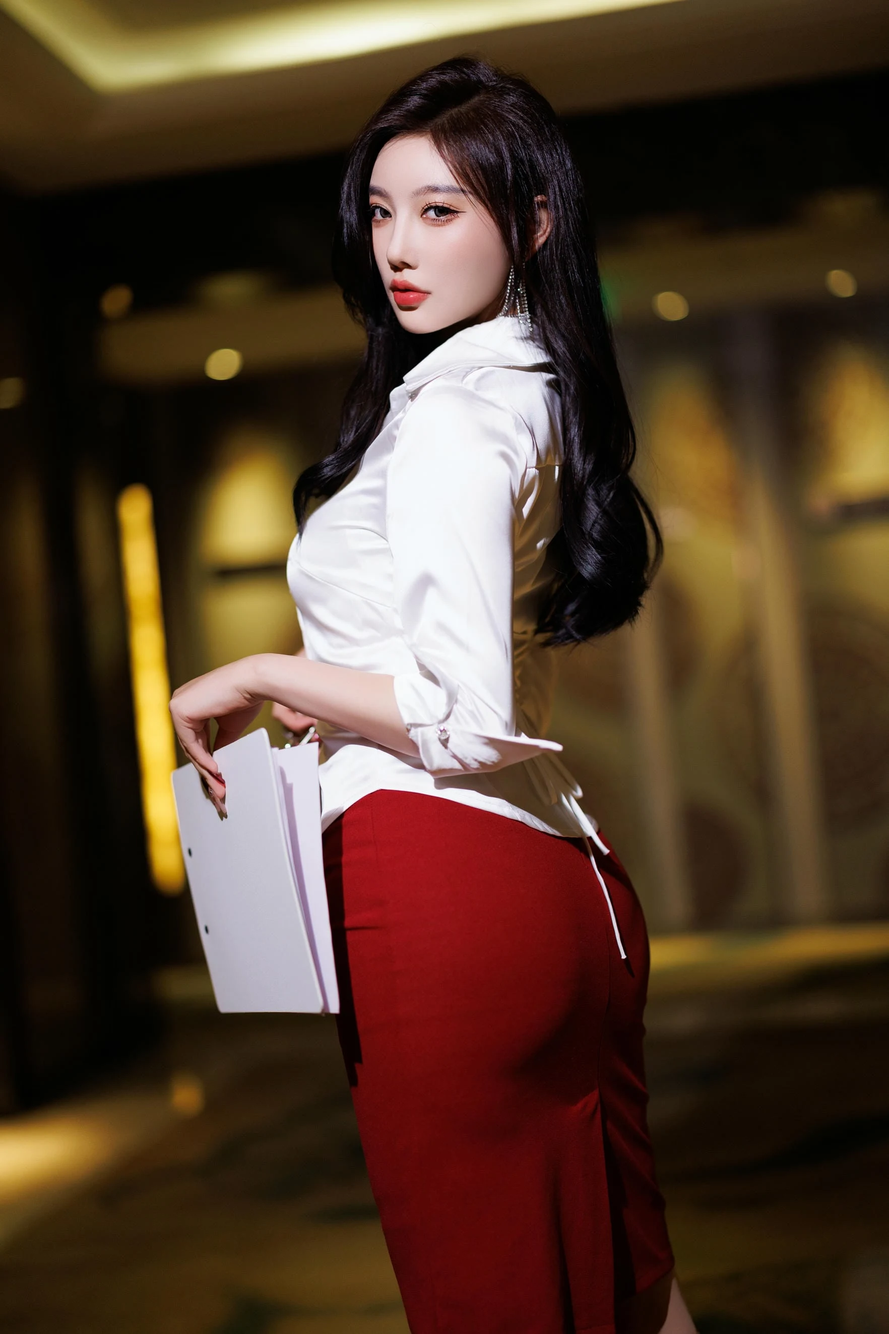 杨晨晨 内购无水印 9565 红色短裙