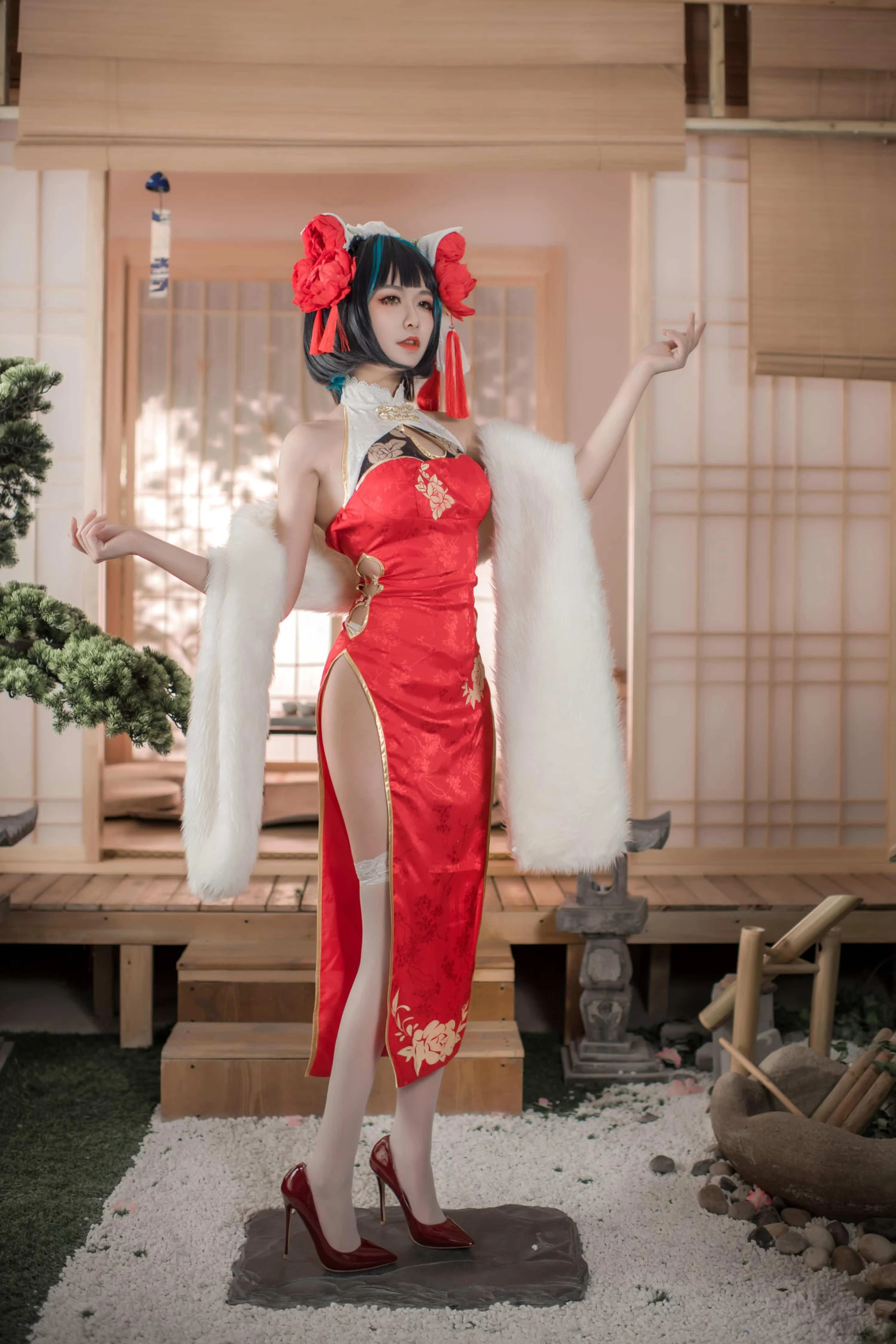 源纱希喵喵喵 柴郡红色旗袍