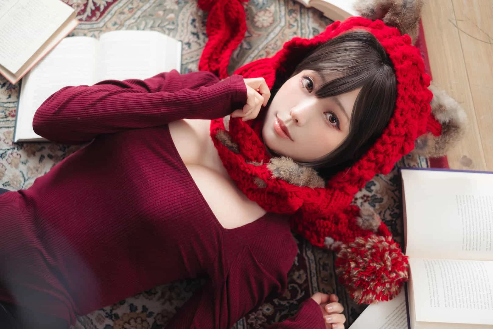 ElyEE子 红色 KNITTING