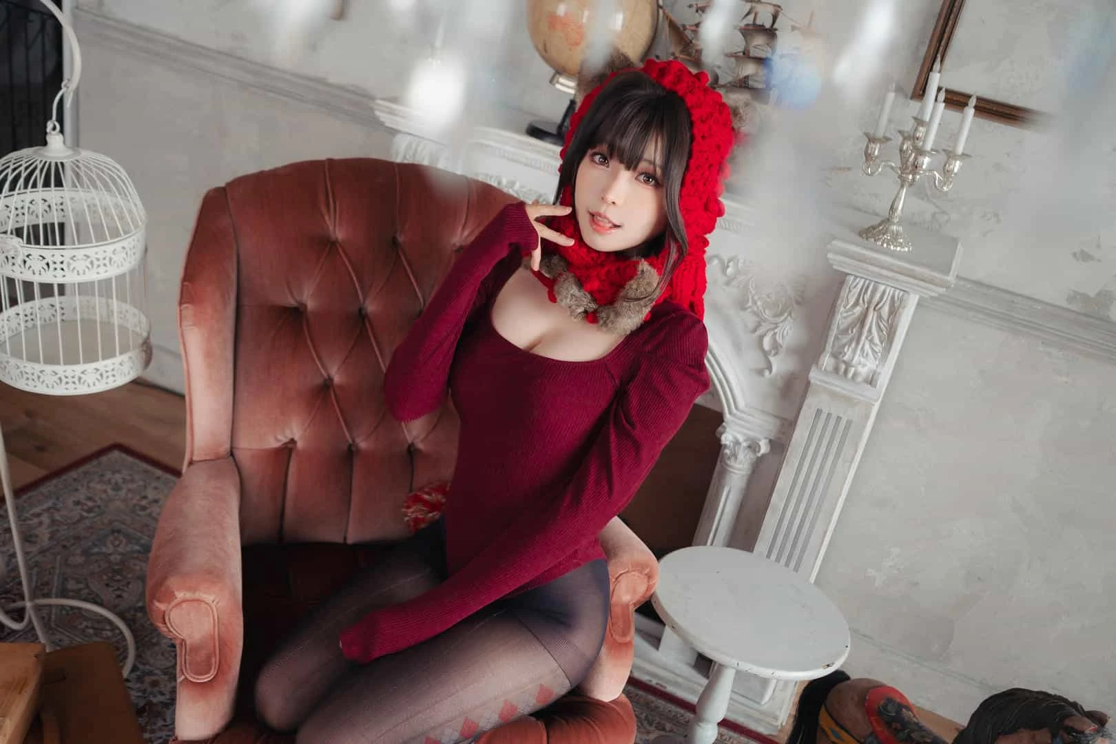 ElyEE子 红色 KNITTING