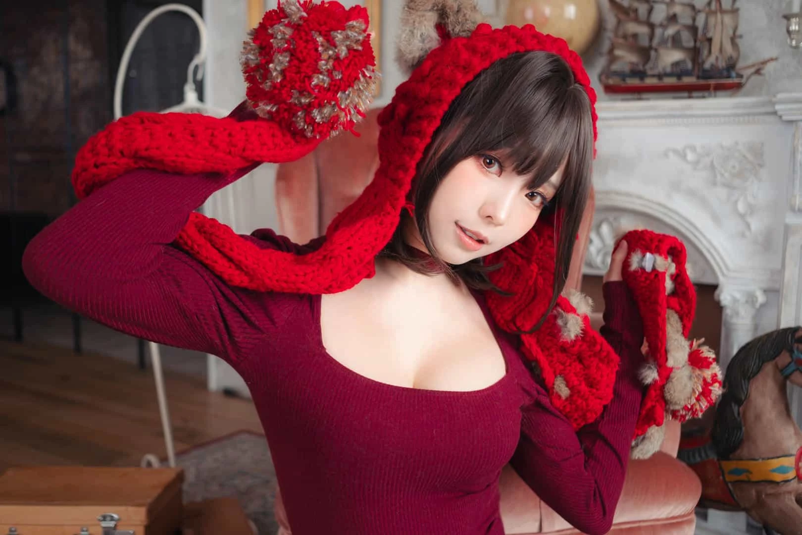ElyEE子 红色 KNITTING