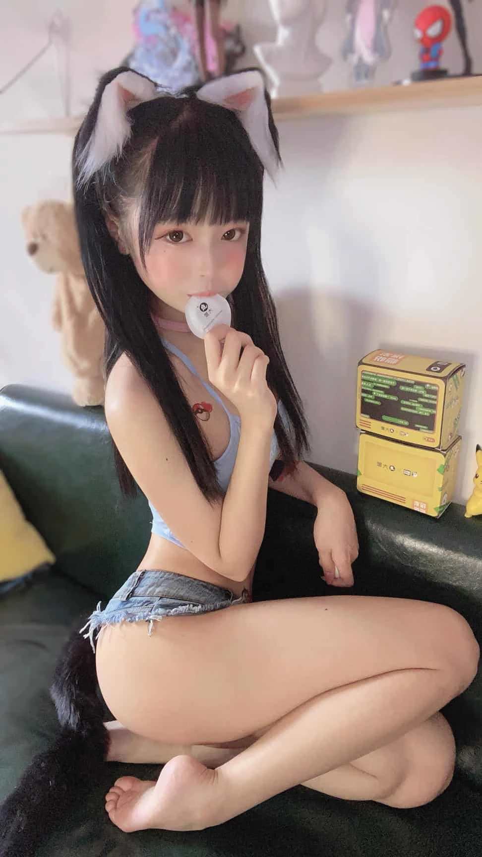 佳佳好难啊 - 蓝色吊带 体操服 套套 日常