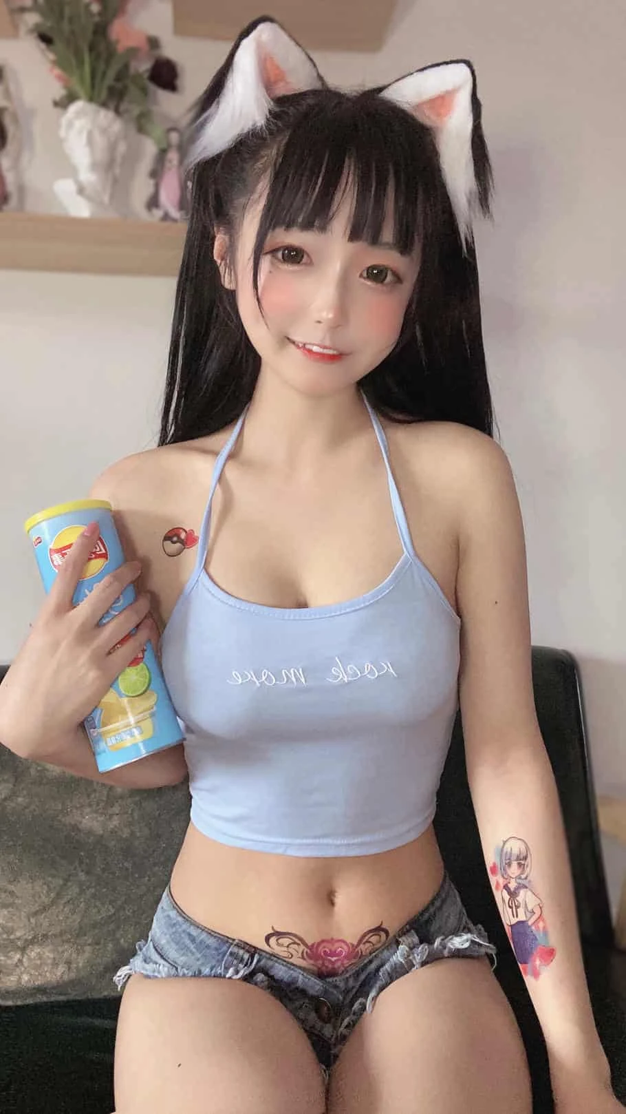 佳佳好难啊 - 蓝色吊带 体操服 套套 日常