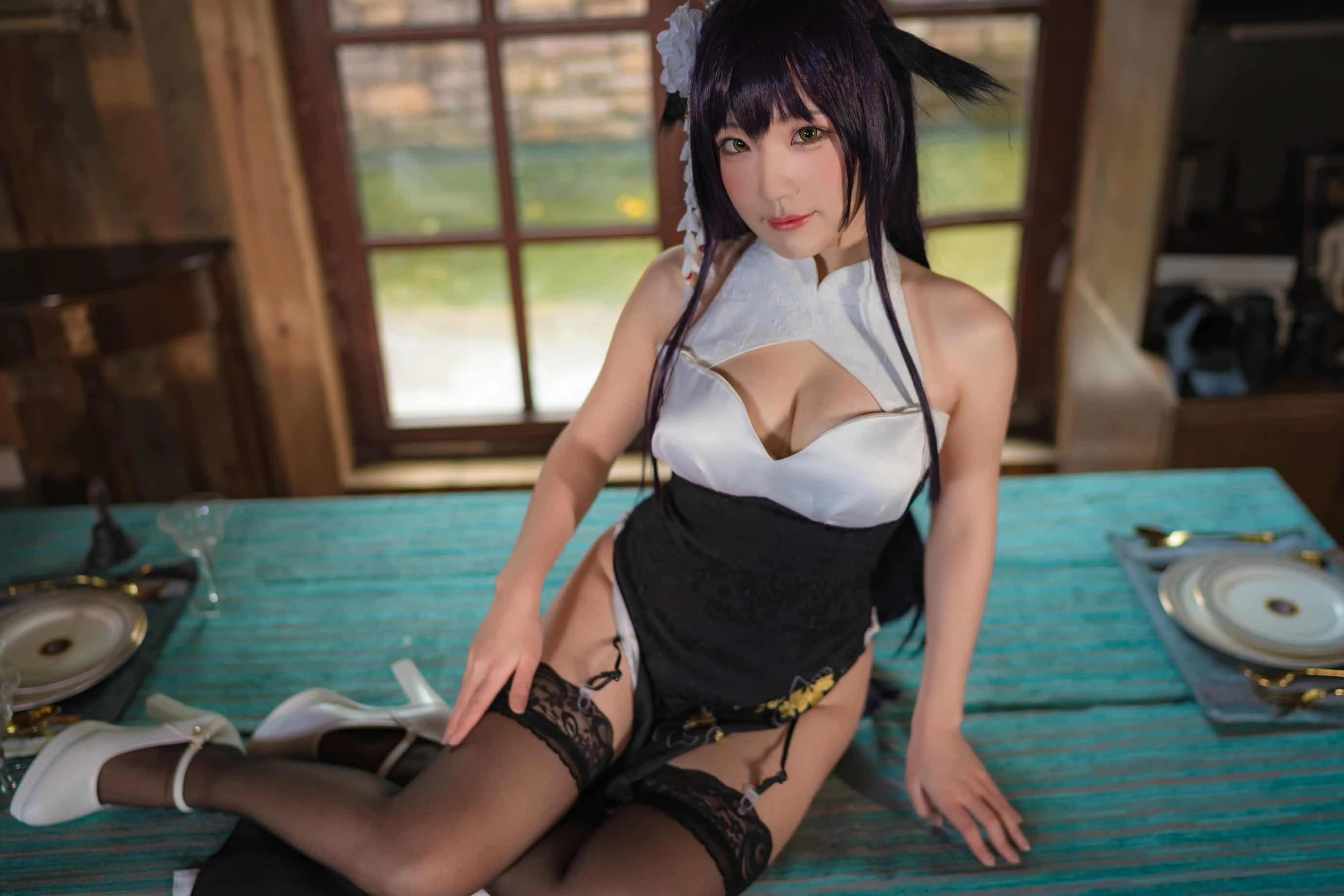 弥美Mime 碧蓝航线 吾妻白黒旗袍
