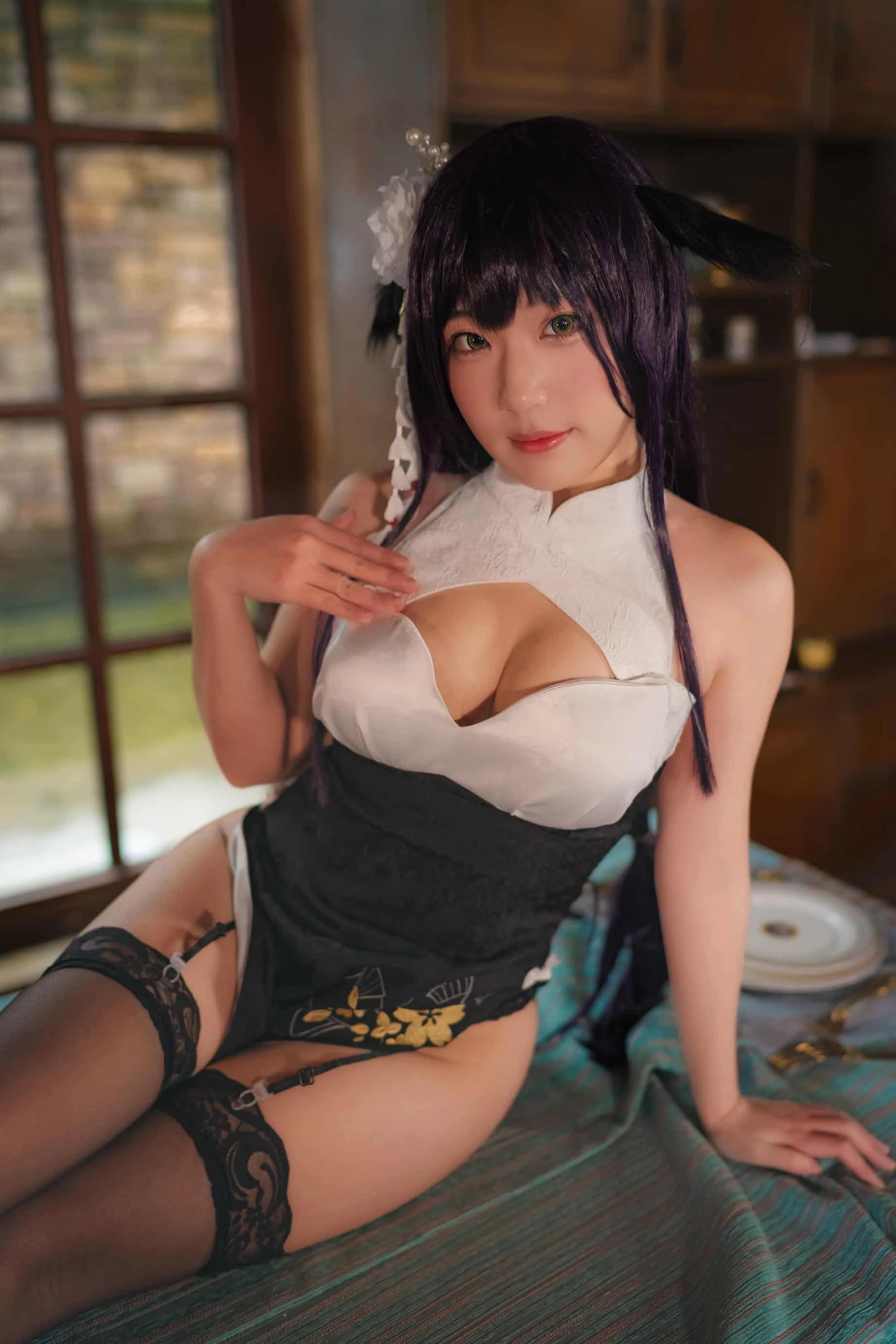 弥美Mime 碧蓝航线 吾妻白黒旗袍