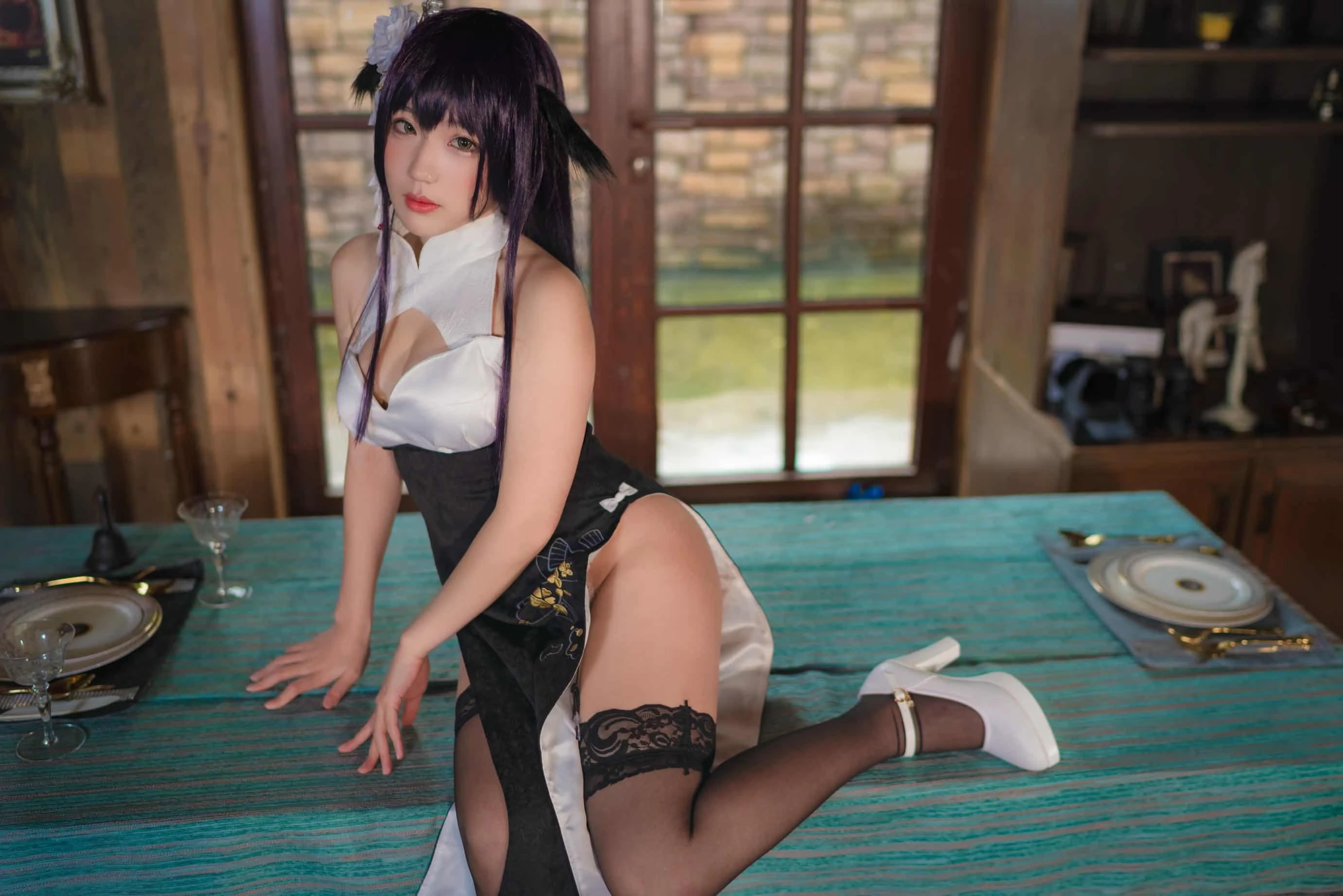 弥美Mime 碧蓝航线 吾妻白黒旗袍